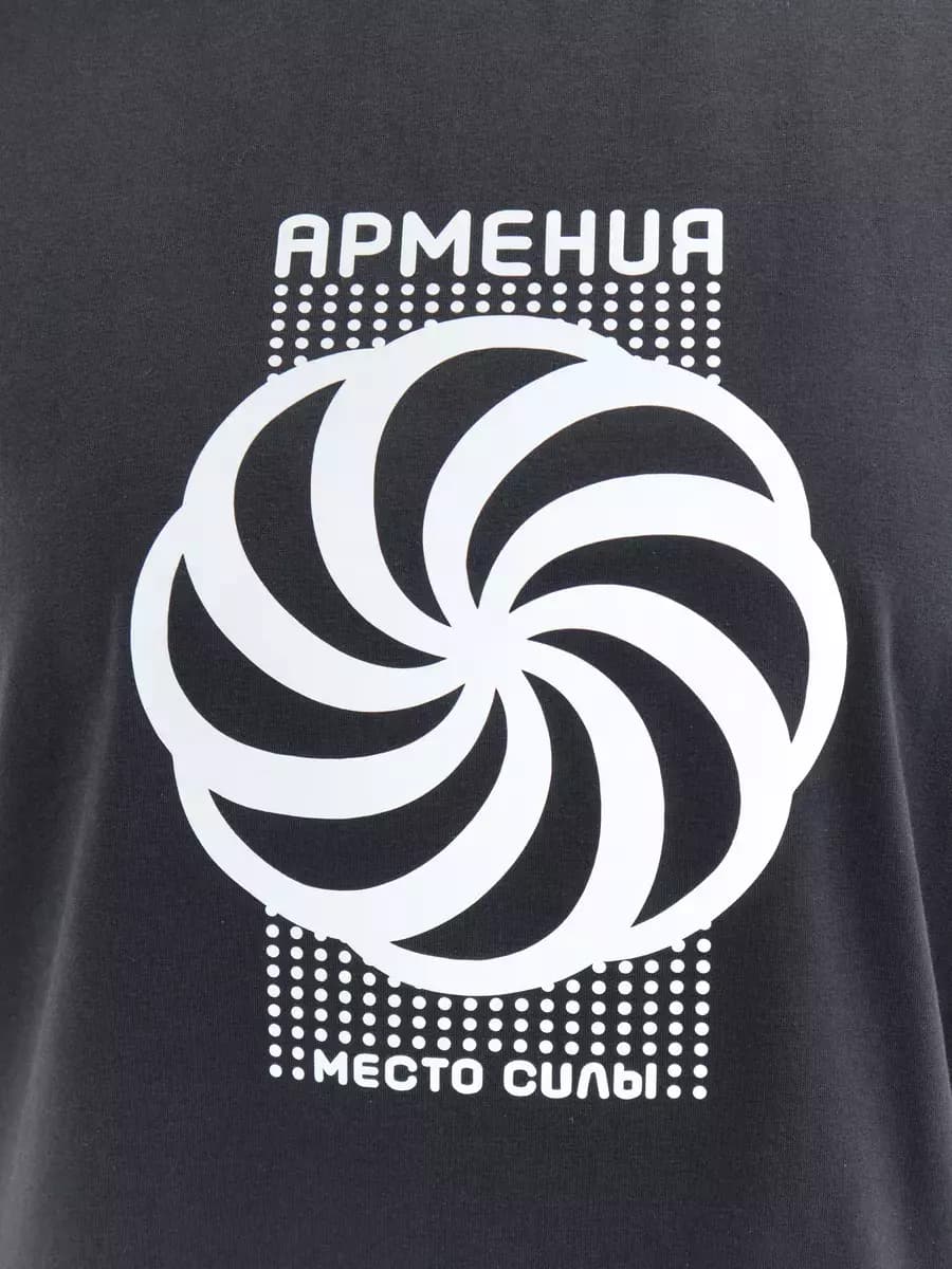 Футболка хлопок с принтом, цвет графит — фото 4